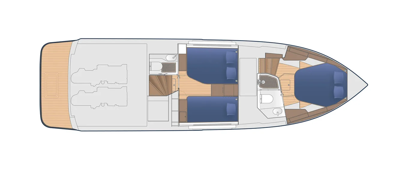Targa 41 — нижняя палуба (Lower Deck)